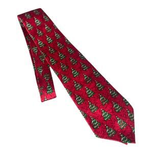 Hallmark Holiday Traditions Men’s Red Christmas Tree Neck Tie